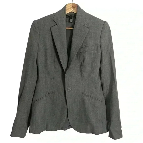 Ralph Lauren Black Label Womens Blazer Jacket Size 2 Wool Silk Preppy Equestrian - Picture 2 of 16